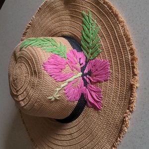 Betsy Johnson Straw Flower Floppy Sunhat